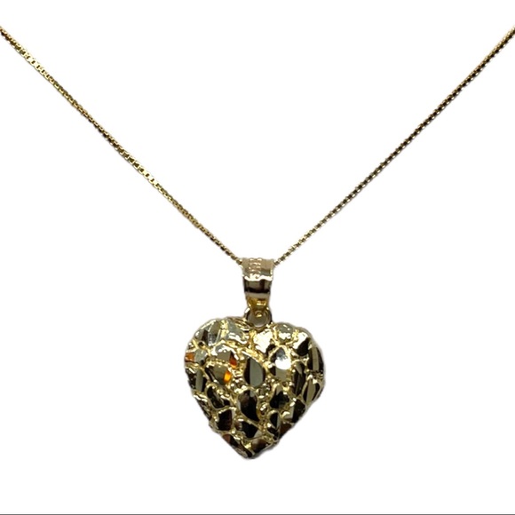 10KT Gold Heart Nugget Necklace